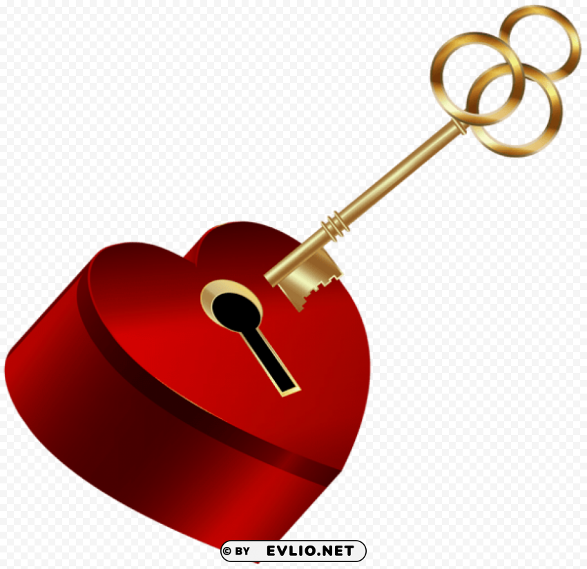 heart with key PNG format with no background