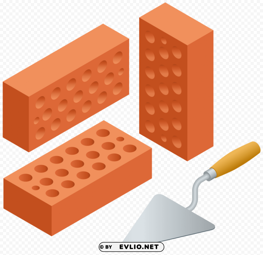 trowel and bricks Clean Background Isolated PNG Graphic Detail
