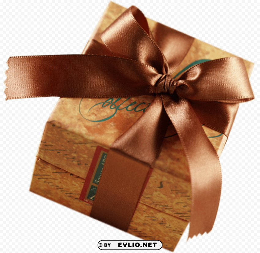 brown with brown bow Isolated Item with Clear Background PNG