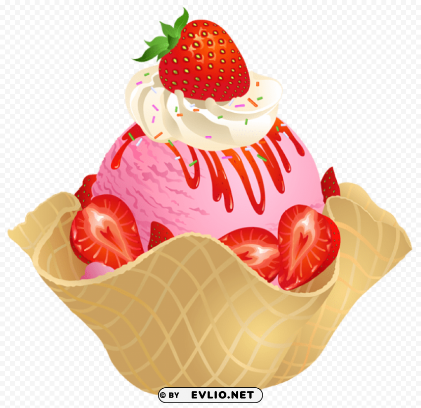  strawberry ice cream waffle basket High-resolution transparent PNG files
