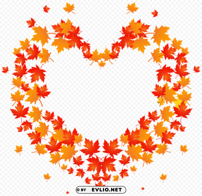 autumn leaves heart transparent PNG for t-shirt designs