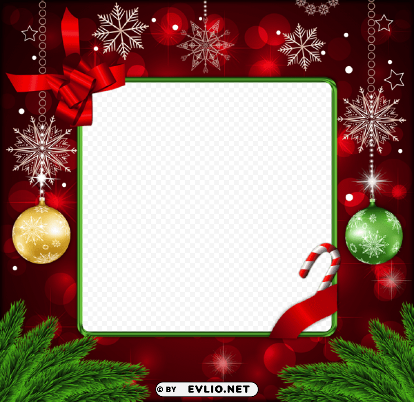 beautiful red deco christmas frame PNG Graphic with Transparent Isolation