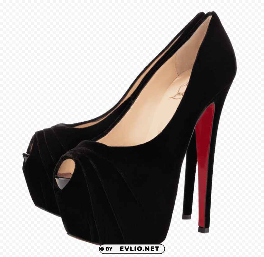 christian louboutin black drapesse peep toe Clear Background Isolation in PNG Format