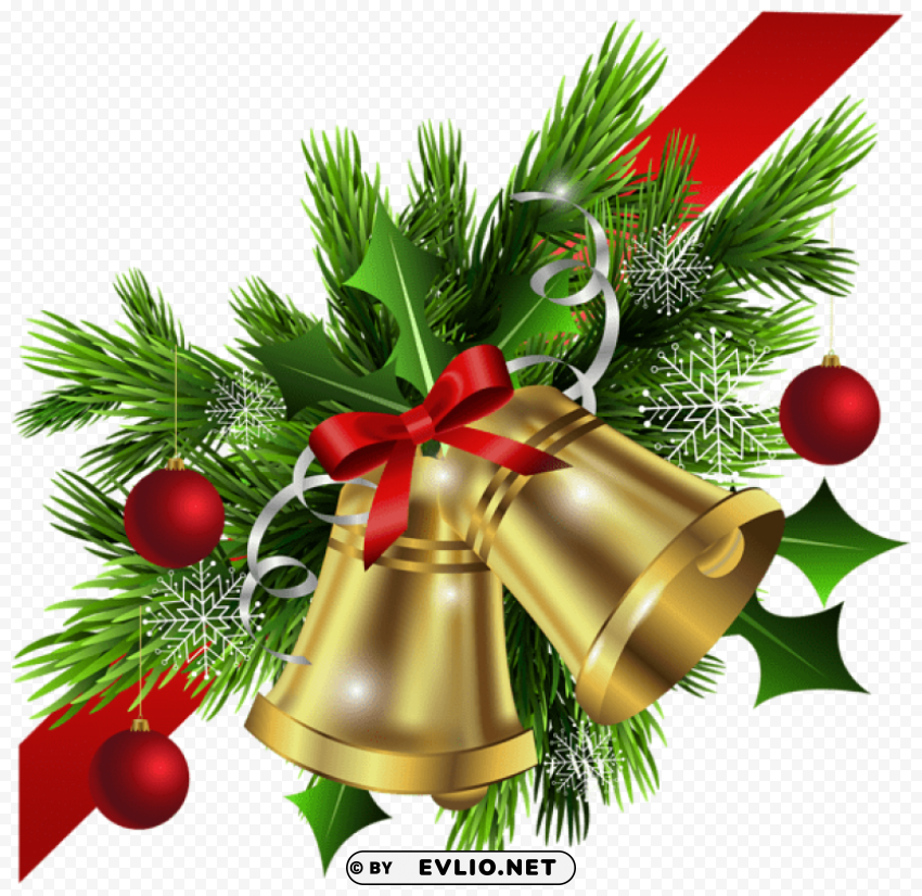 christmas red bow and bells corner transparent High-resolution PNG images with transparency wide set