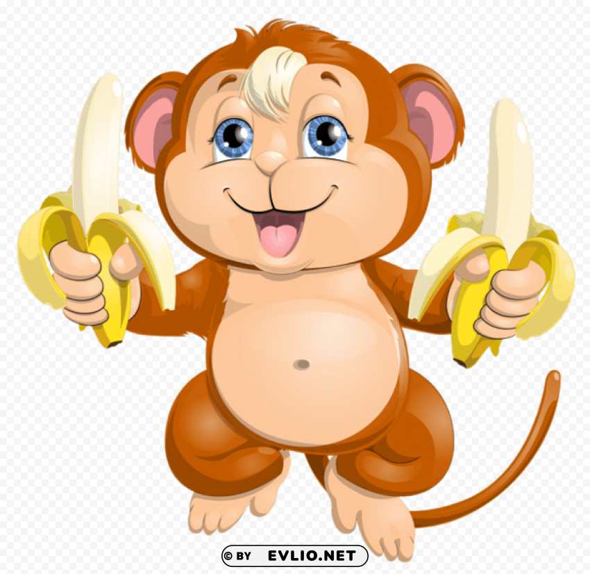 cute monkey with bananas Clean Background PNG Isolated Art