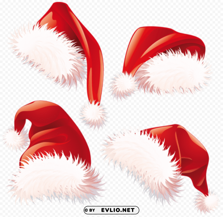 transparent christmas santa hats PNG images for mockups