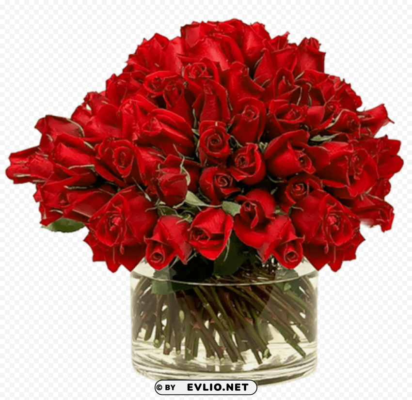 red roses in vase Isolated Design Element on Transparent PNG