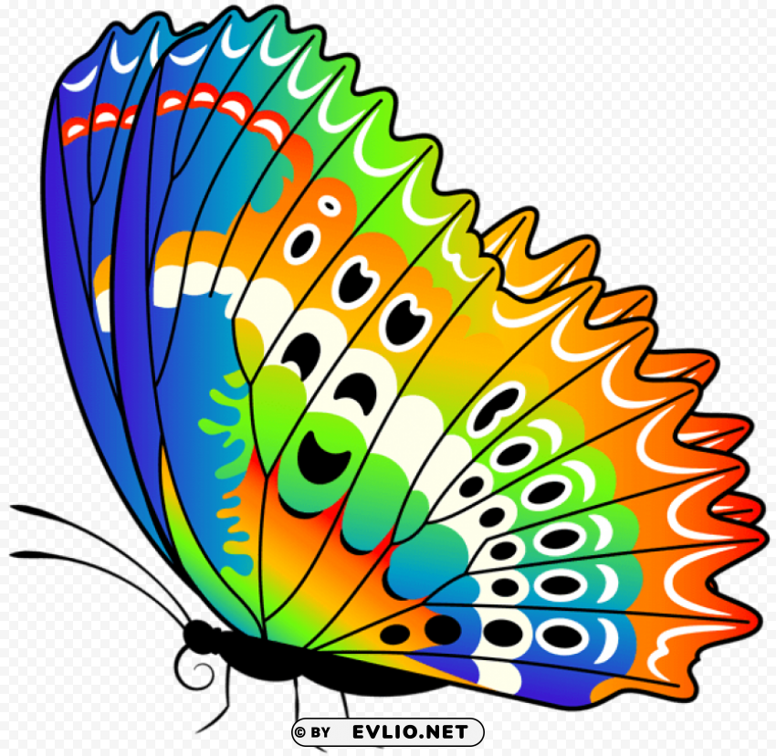 Colorful Butterfly Clear Background Isolated PNG Graphic
