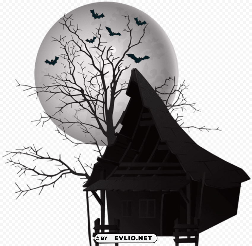 halloween scary house Isolated Design in Transparent Background PNG