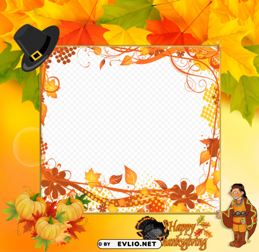 happy thanksgiving picture frame ClearCut Background PNG Isolated Element