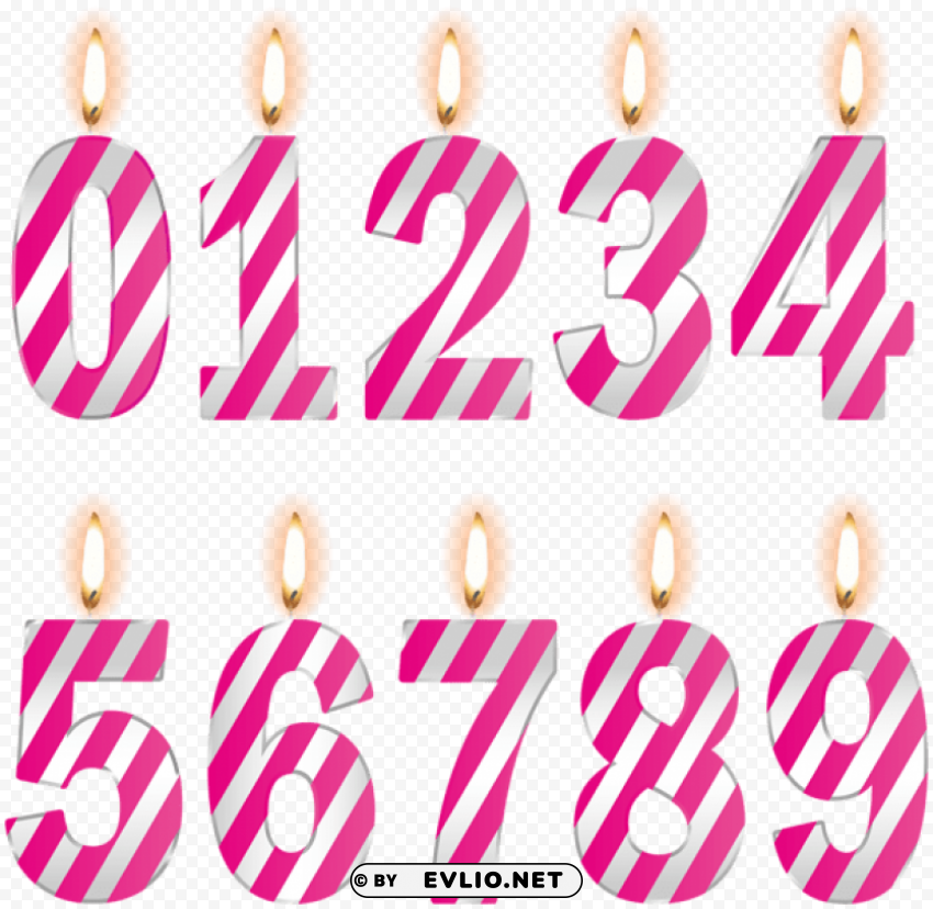 numbers birthday candles pink Free PNG