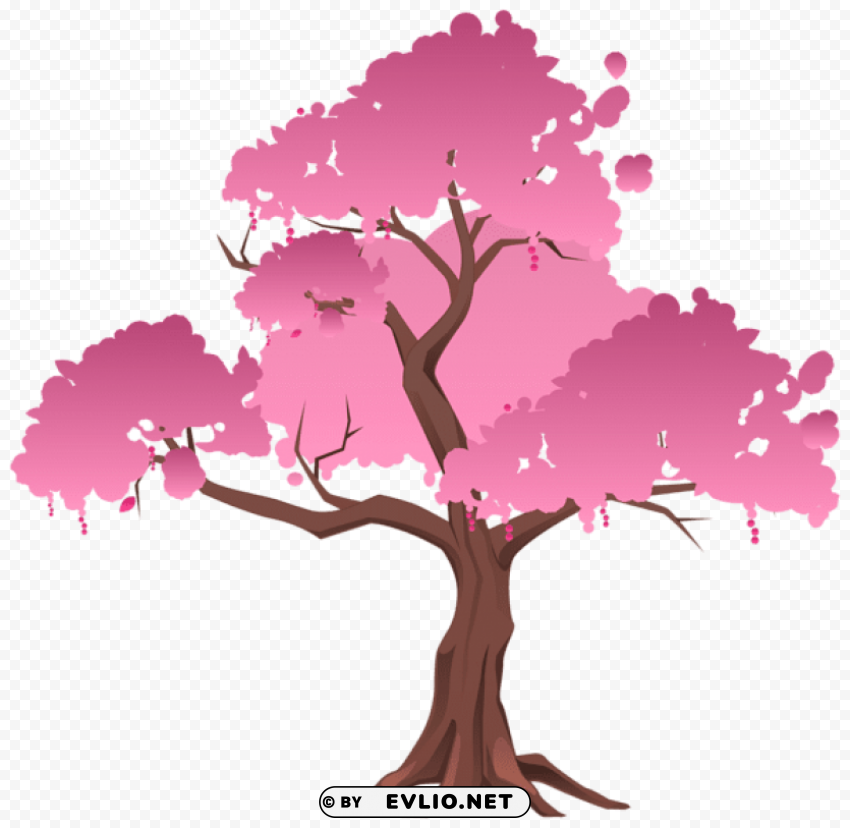 Pink Japanese Tree ClearCut Background PNG Isolated Subject