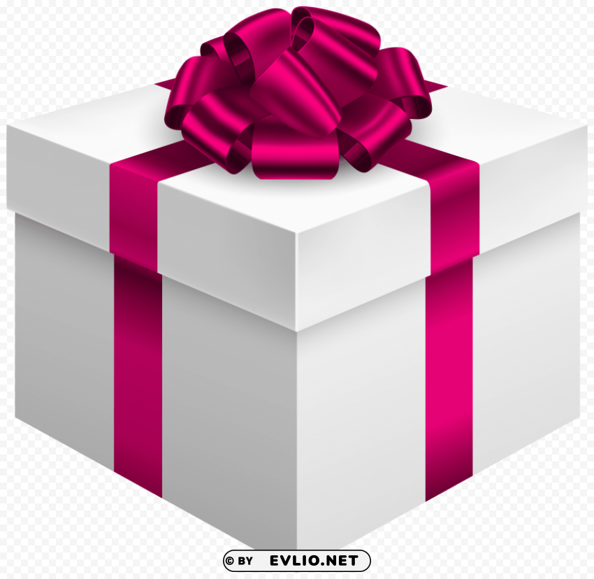 white gift box with pink bow PNG transparent images for social media