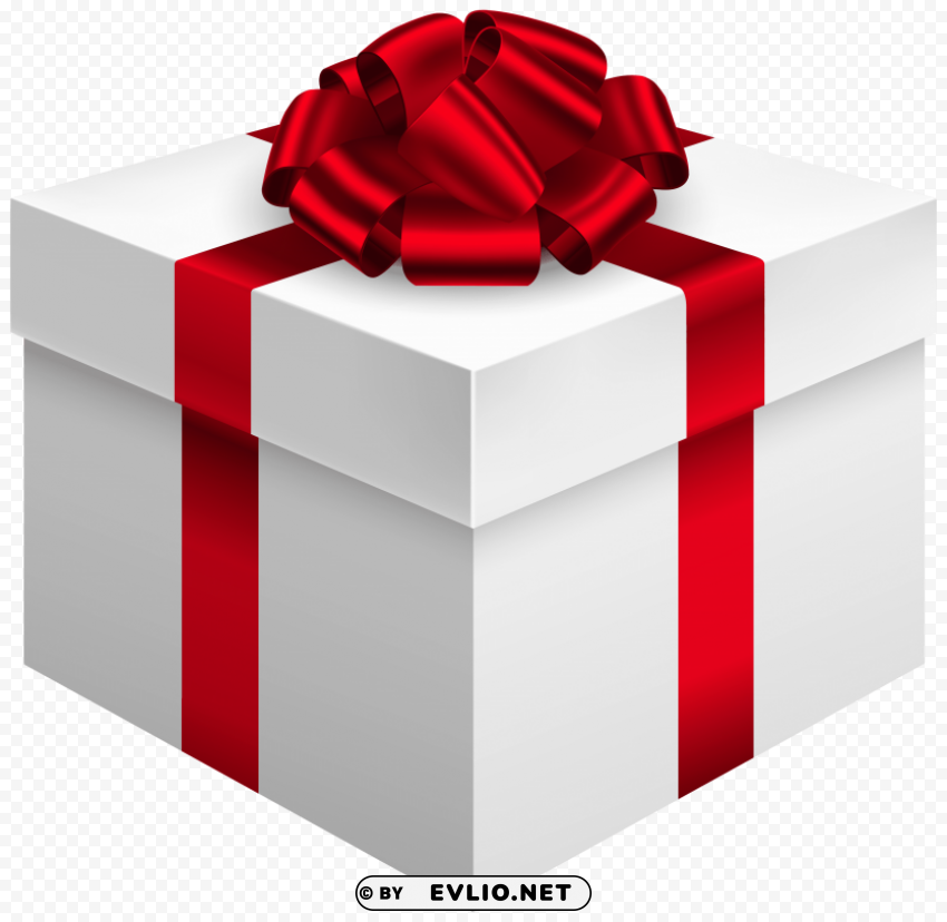white gift box with red bow PNG transparent images for websites