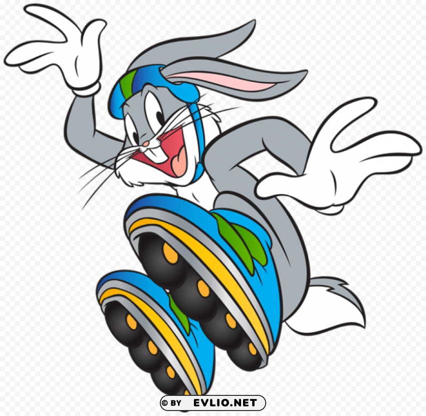 bugs bunny with roller skates Isolated Character in Transparent PNG