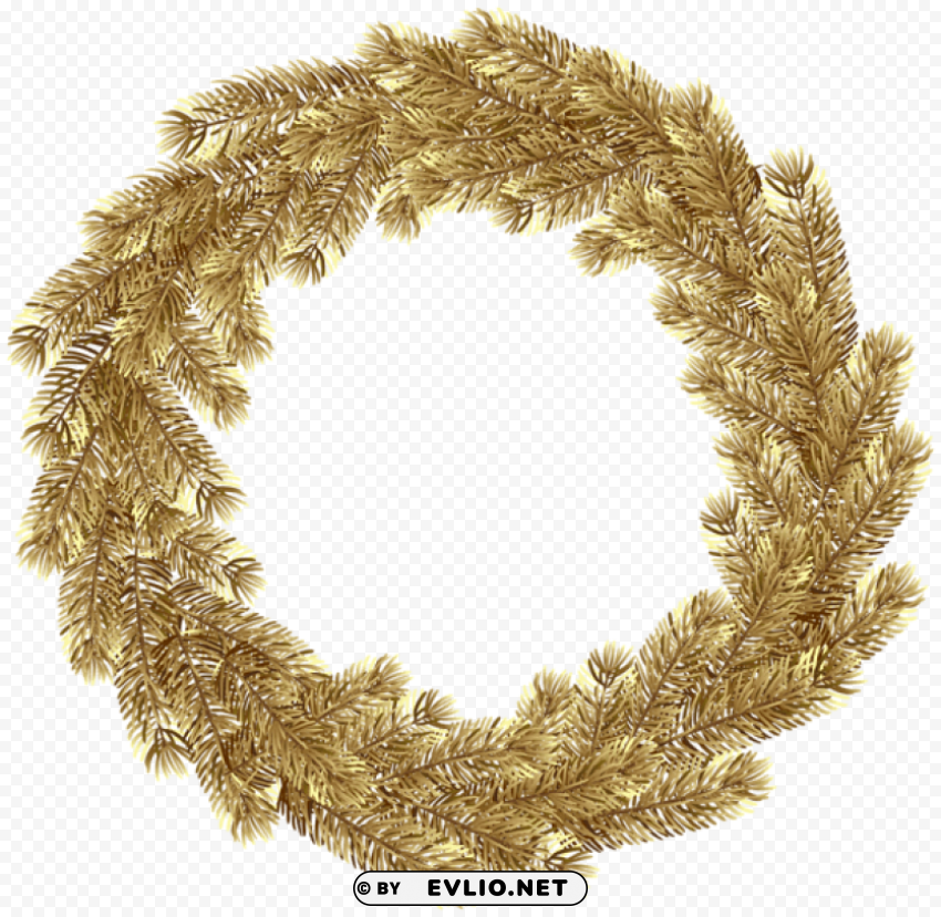 christmas wreath gold Transparent background PNG stock