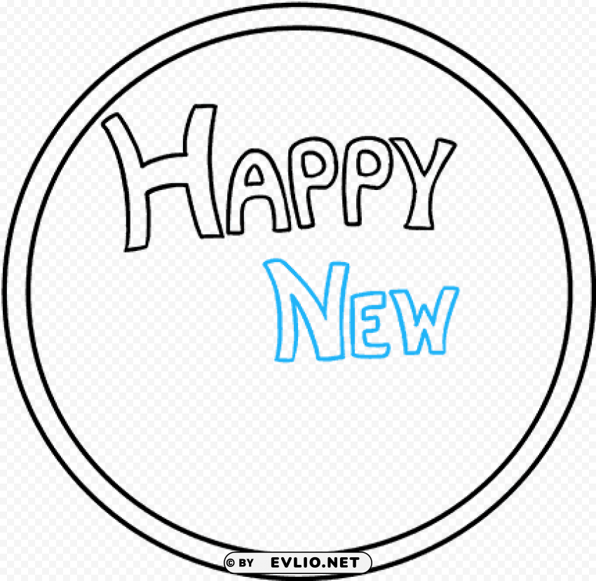 how to draw happy new year - happy new year drawi PNG Image with Clear Isolated Object