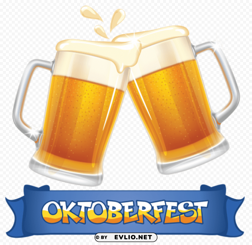 oktoberfest blue banner and beers Transparent PNG graphics archive