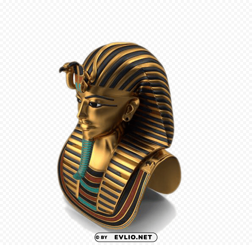 Golden headdress of Egyptian Pharaoh Tutankhamun PNG images with alpha transparency diverse set