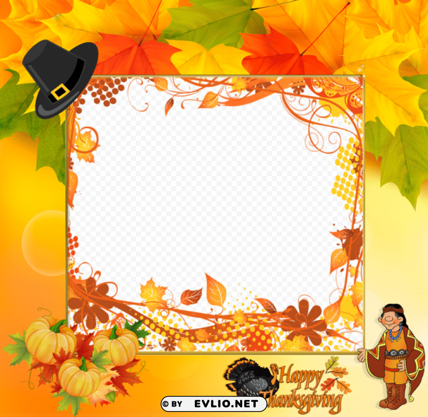 transparent happy thanksgiving frame PNG images for websites