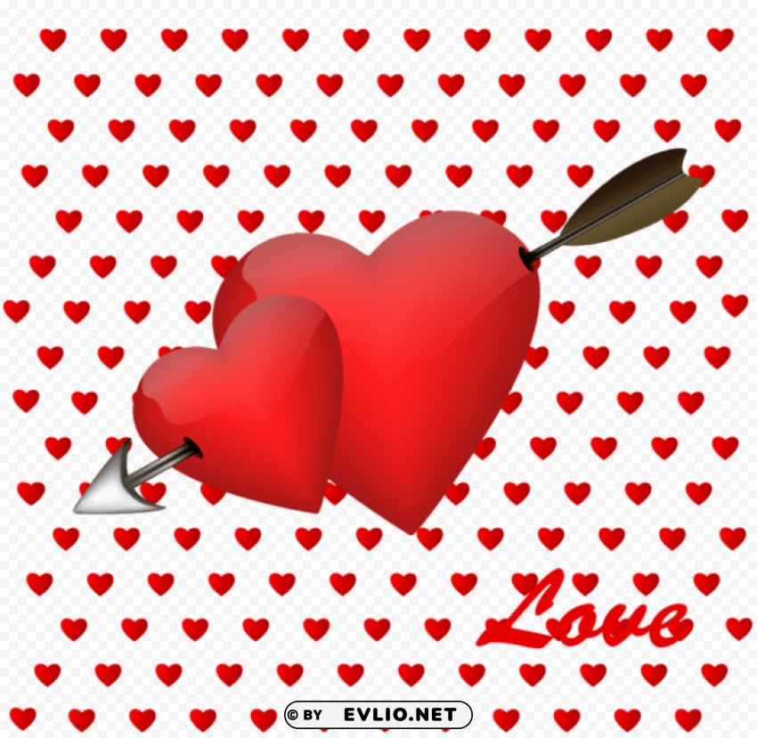 valentine heart and arrow decor with hearts Isolated Graphic on Clear Transparent PNG
