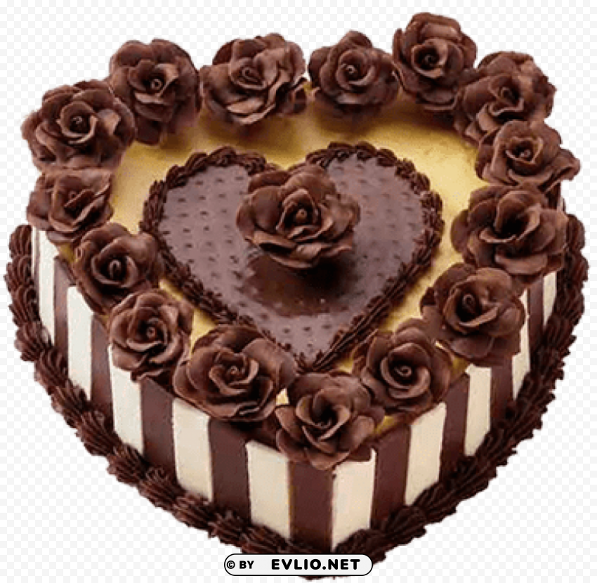 chocolate heart cake with roses Clear PNG pictures compilation