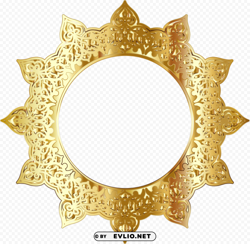 golden round frame Transparent Cutout PNG Isolated Element
