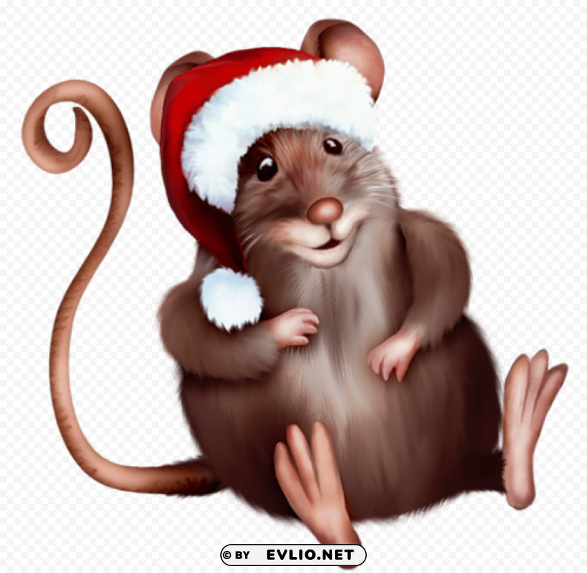 Mouse With Santa Hatcartoon Transparent Picture PNG