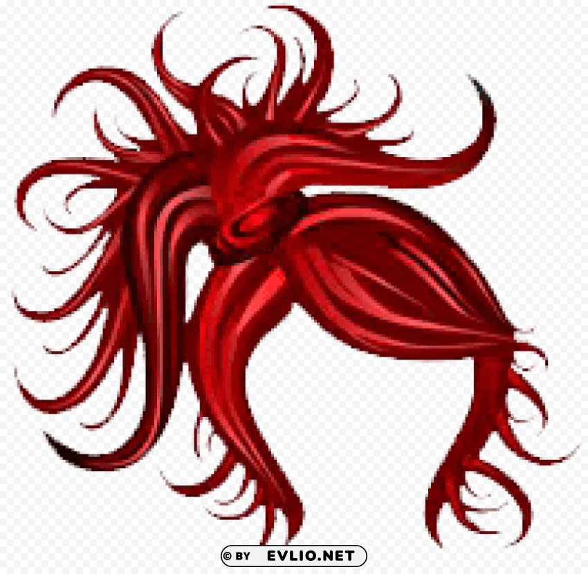 Underwater Ashen Hair Red Isolated Graphic On Clear PNG