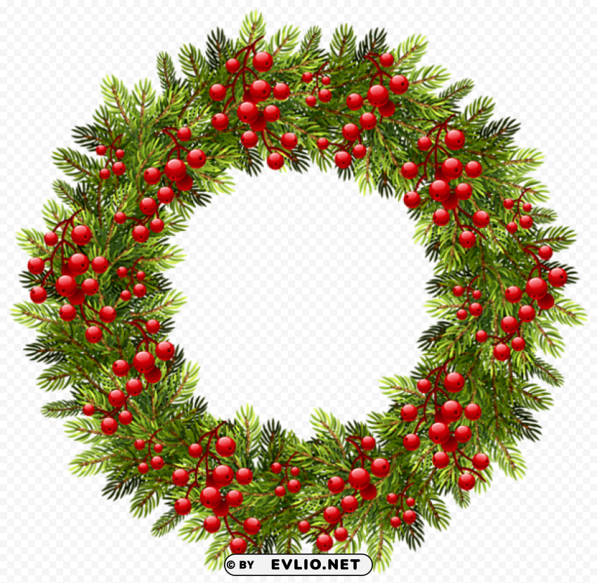 green christmas pine wreath PNG without watermark free