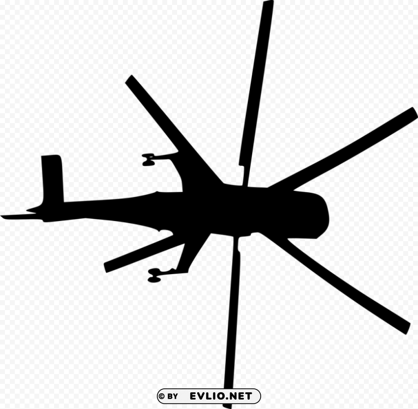 helicopter top view silhouette PNG with Clear Isolation on Transparent Background