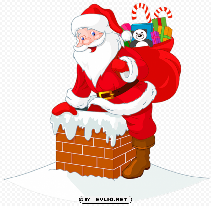  santawith chimney cipart Transparent Background Isolation in HighQuality PNG