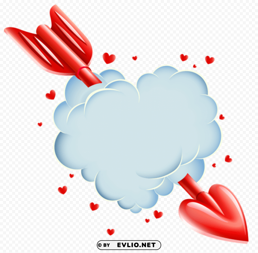 Valentines Day Cloud Heart With Arrow HighQuality Transparent PNG Isolated Art