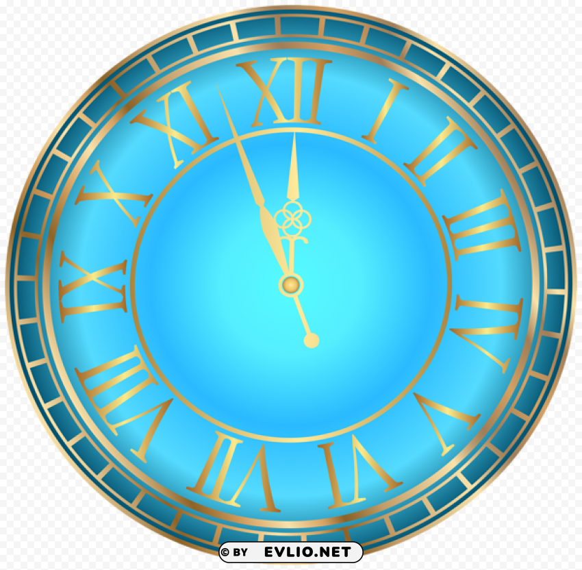 Blue New Year Clock PNG Images For Mockups