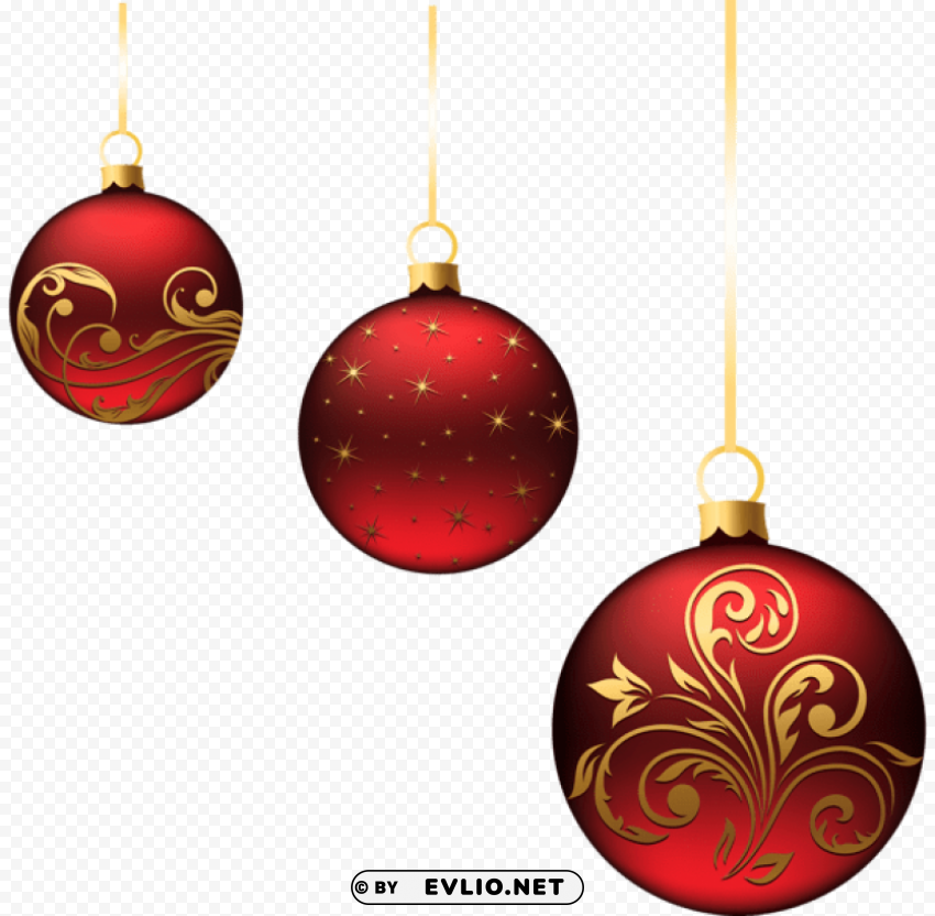 christmas red balls ornaments PNG for digital design
