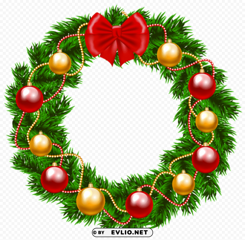 christmas wreath PNG with no background free download