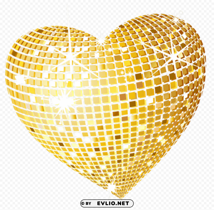 gold disco heartpicture PNG Image with Clear Isolated Object