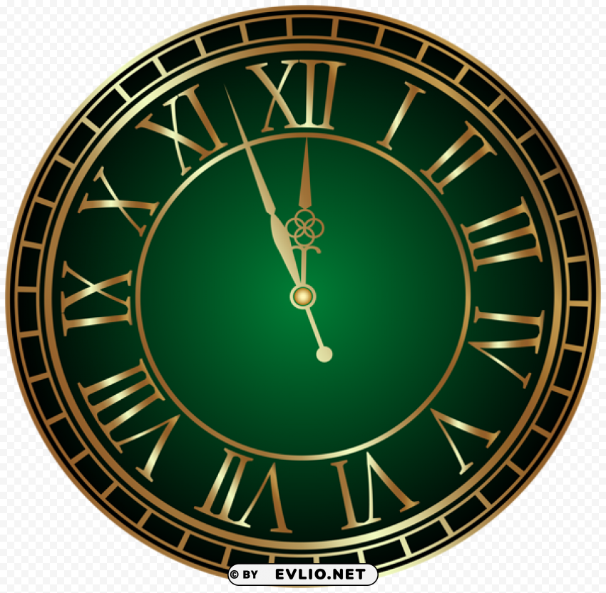 green new year clock PNG images for merchandise