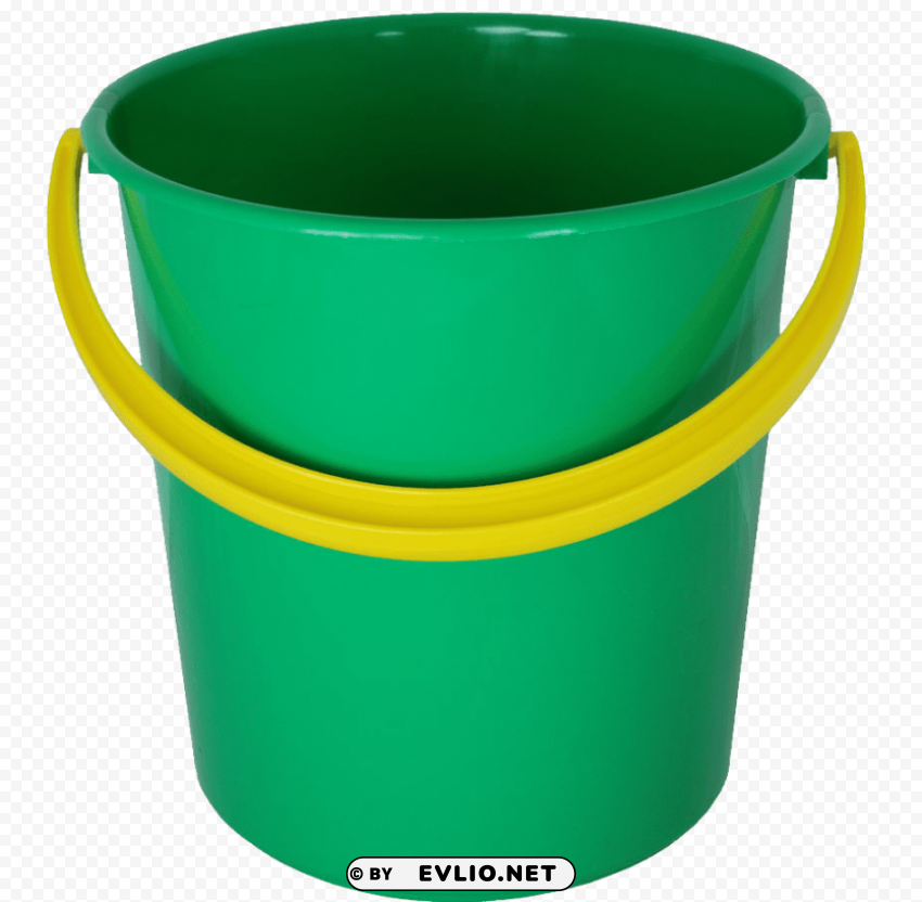 green plastic bucket Isolated Character in Transparent PNG Format