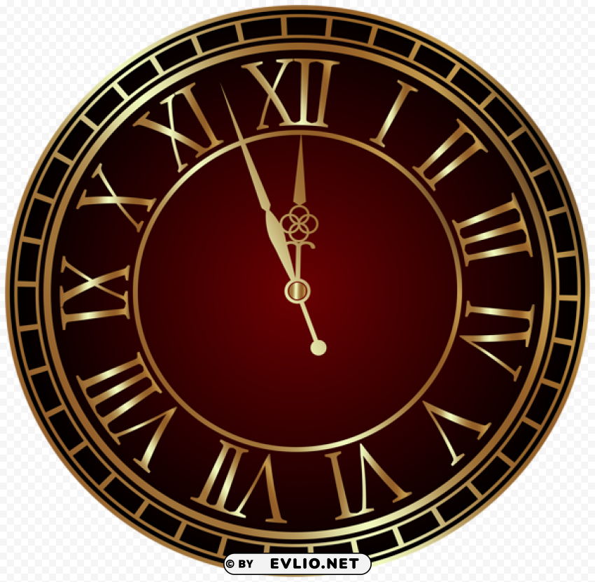 Red New Year Clock PNG Images For Graphic Design