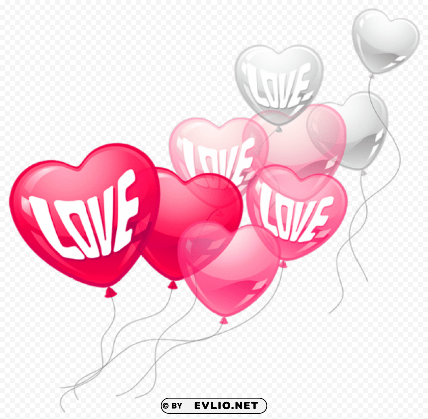 valentines day pink and white love heart baloonspicture Clean Background Isolated PNG Art