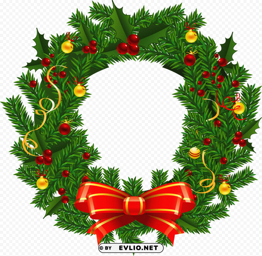 xmas stuff for christmas wreath images clip art - christmas wreath clipart PNG Graphic Isolated on Clear Backdrop