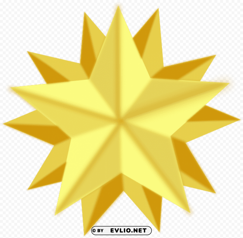 christmas gold star PNG Isolated Object on Clear Background