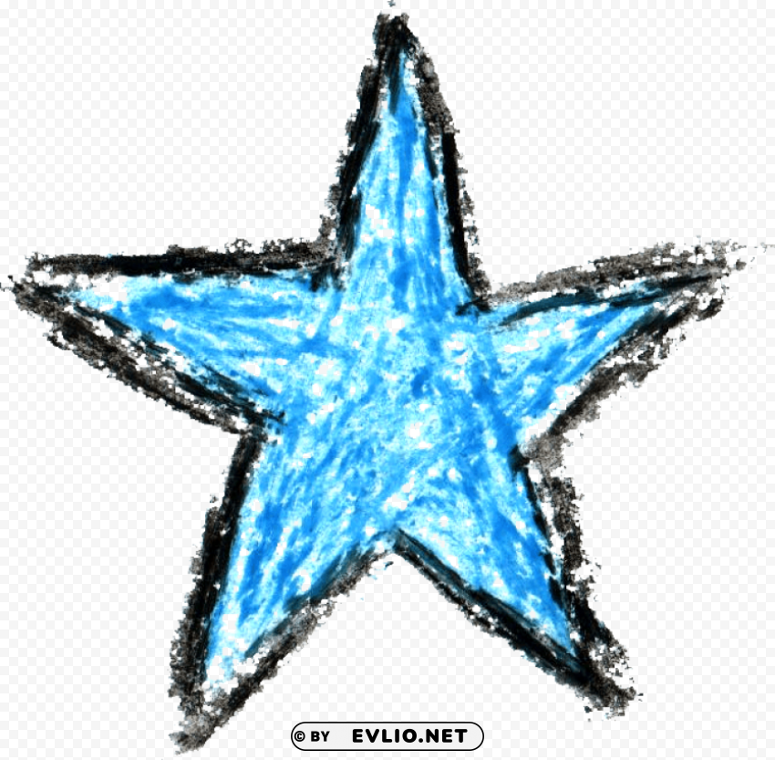 Crayon Star Drawing PNG with Isolated Object and Transparency