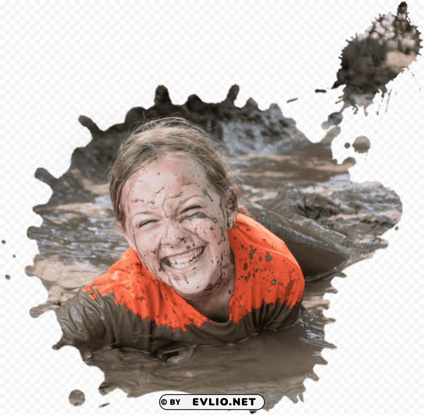 mud girl kid Isolated Icon on Transparent PNG