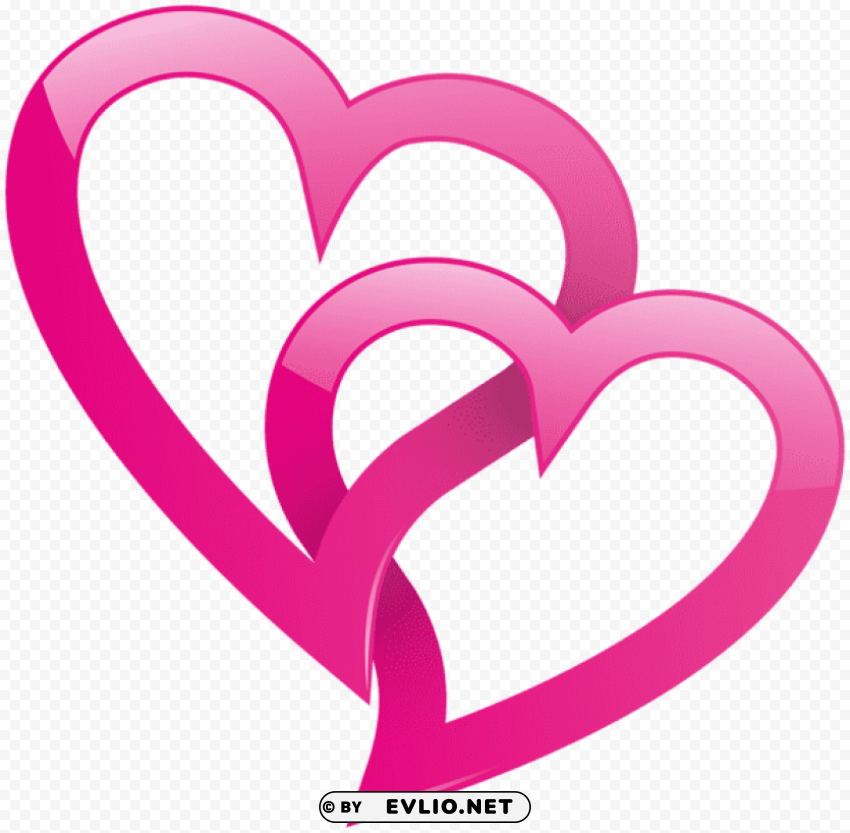 pink double heart PNG images with transparent canvas