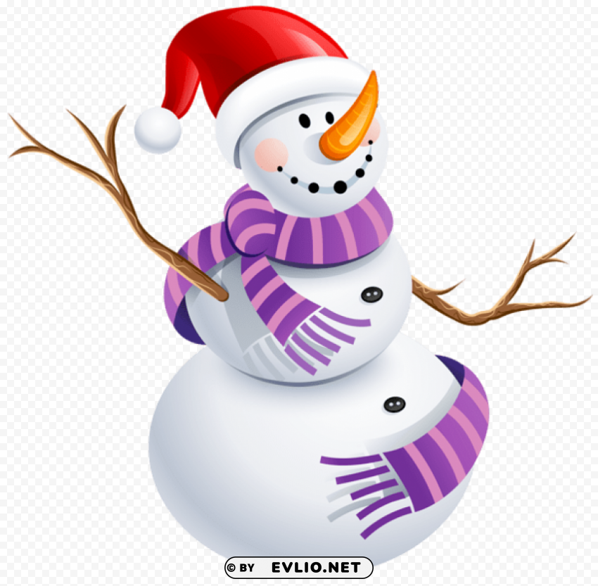 snowman with purple scarf Clear image PNG