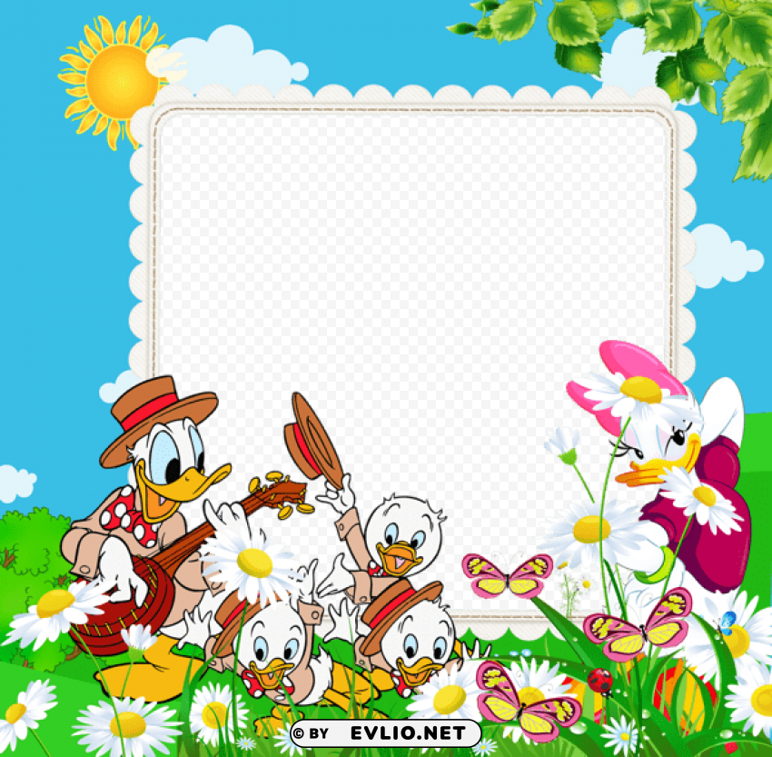 transparent kids frame with ducks ClearCut Background Isolated PNG Art