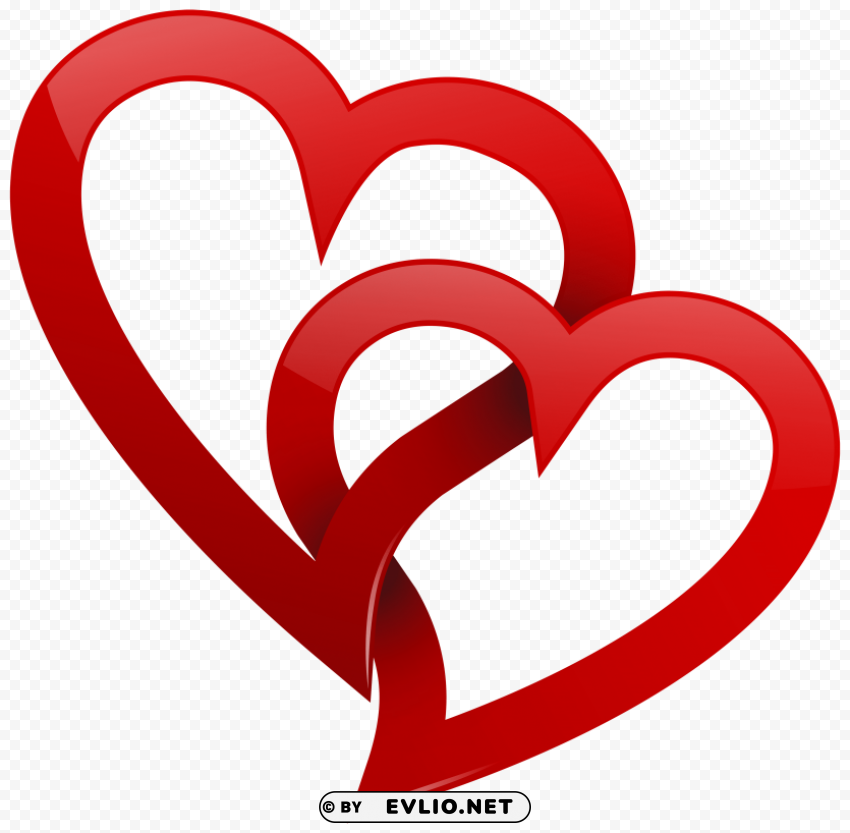 two red hearts PNG files with clear background collection