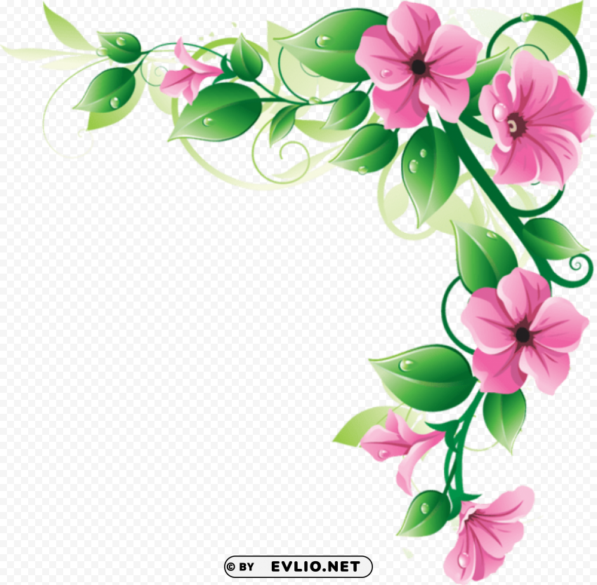 flowers borders Isolated PNG on Transparent Background png - Free PNG Images ID 6f91759e